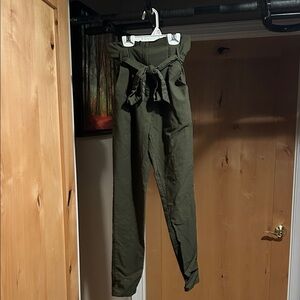 Windsor Olive Tie-Belt Trousers